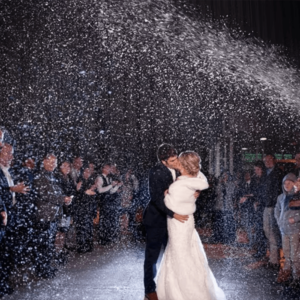 <b>Snow Machine</b> Add an unforgettable touch of magic to your event with our Snow Machine add-on! Perfect for weddings, winter-themed parties, holiday events, and club nights, this high-quality snow machine creates a stunning snowfall effect that looks incredible in photos and videos. Whether you want to wow your guests during a first dance, create a magical entrance, or elevate the dancefloor experience, our snow machine delivers a safe, non-slip, and fully adjustable snowfall to match the vibe of your event. Let it snow — anytime, anywhere — and give your celebration that extra wow factor!