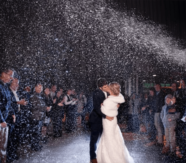<b>Snow Machine</b> Add an unforgettable touch of magic to your event with our Snow Machine add-on! Perfect for weddings, winter-themed parties, holiday events, and club nights, this high-quality snow machine creates a stunning snowfall effect that looks incredible in photos and videos. Whether you want to wow your guests during a first dance, create a magical entrance, or elevate the dancefloor experience, our snow machine delivers a safe, non-slip, and fully adjustable snowfall to match the vibe of your event. Let it snow — anytime, anywhere — and give your celebration that extra wow factor!